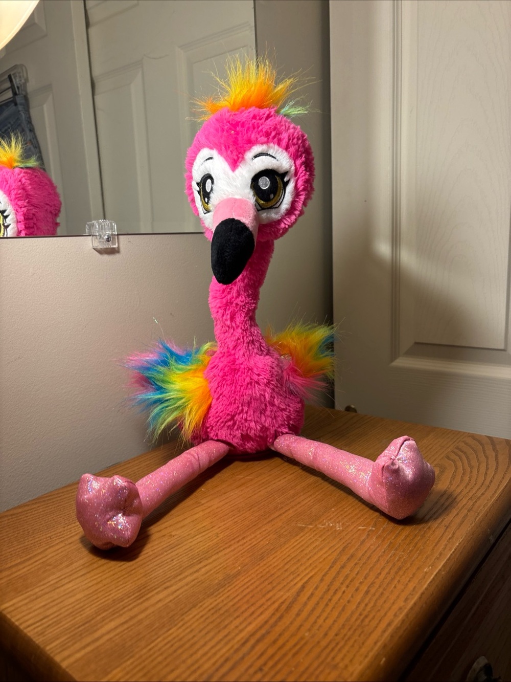 Pets alive Zuru Pink Flamingo Bird Toy with Rainbow Feathers works great dances